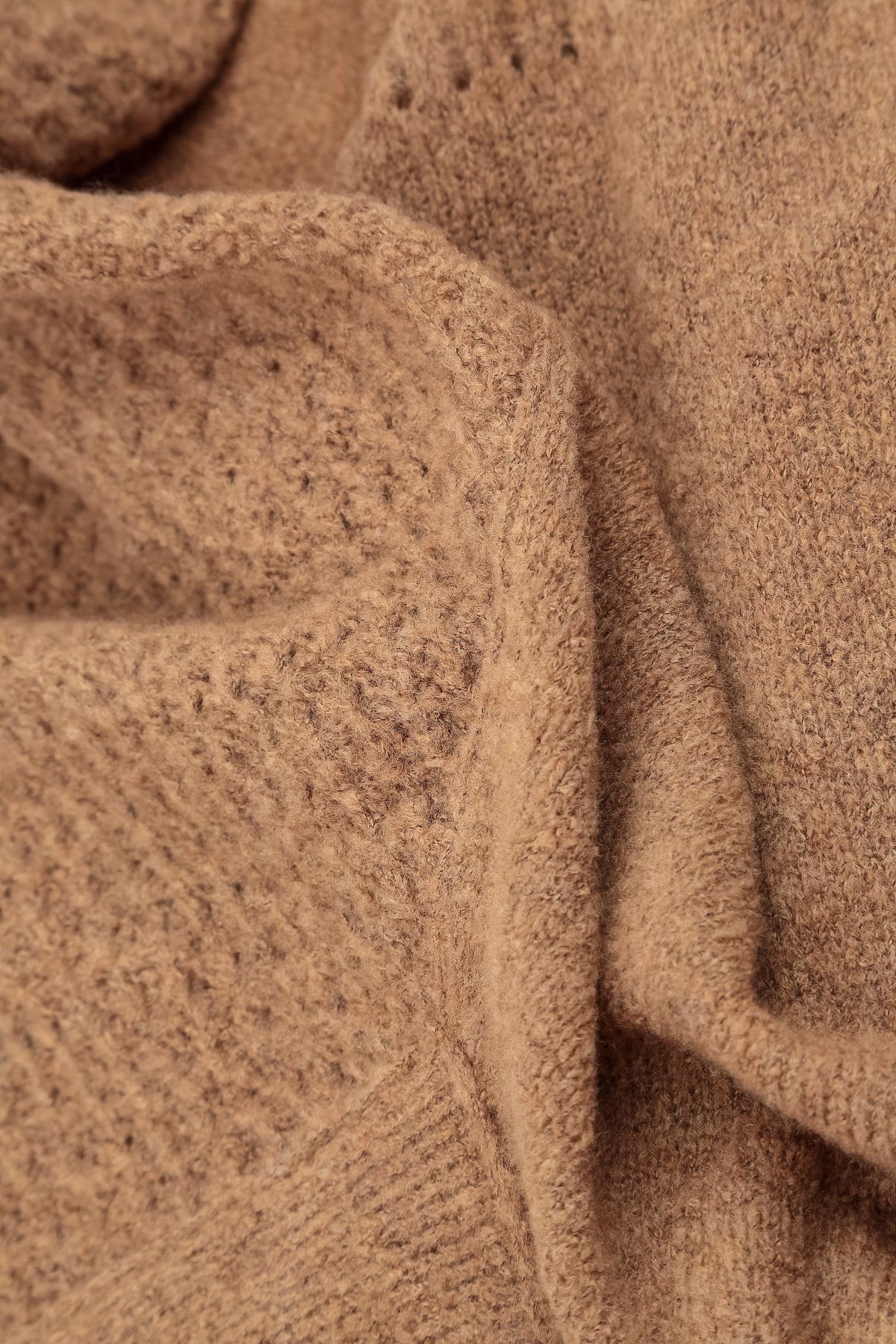 Boxy Cowl Neck Caramel Wool Sweater