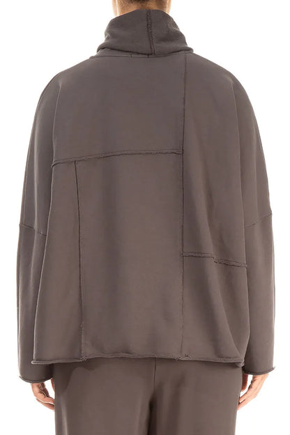 Boxy Cowl Neck Forest Brown Cotton Jumper 2