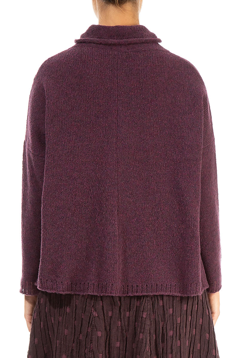 Boxy Cowl Neck Mulberry Wool Sweater