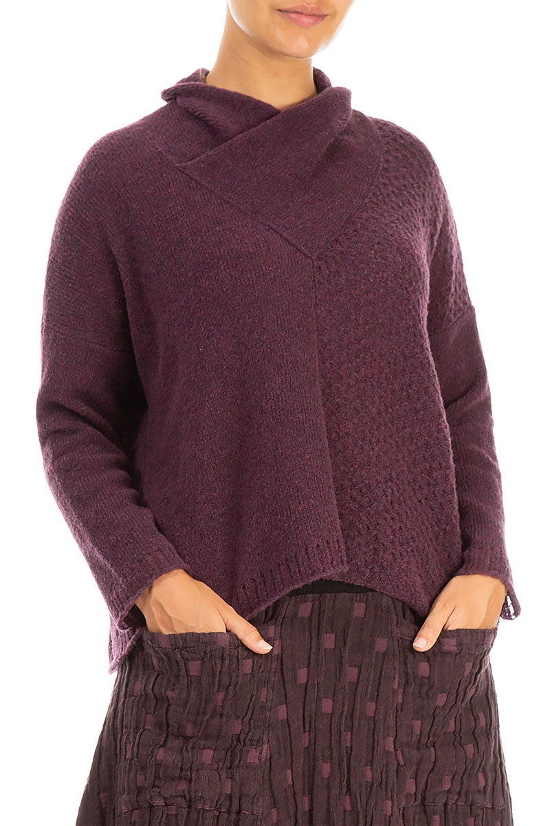 Boxy Cowl Neck Mulberry Wool Sweater