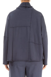 Boxy Cowl Neck Slate Blue Cotton Jumper 2