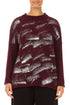 Boxy Deep Red Silver Metallic Merino Wool Sweater 1