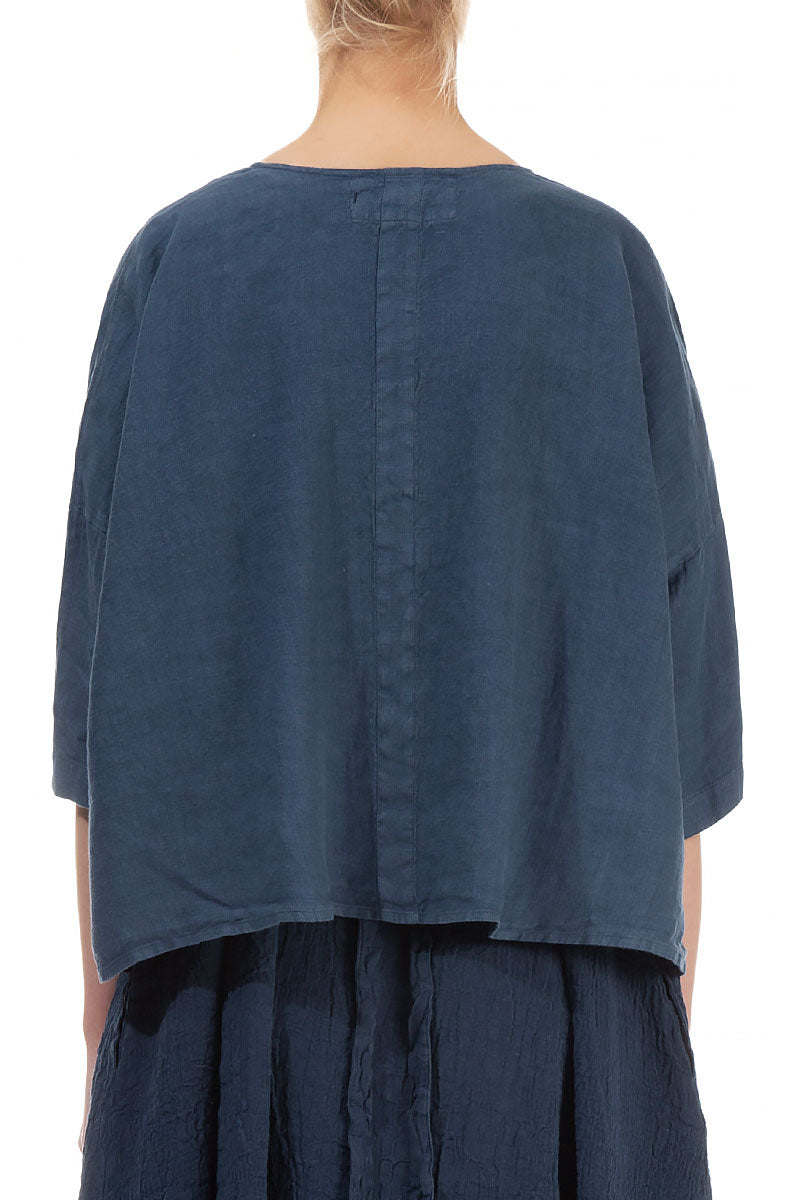 Boxy Denim Blue Linen Jacket 2