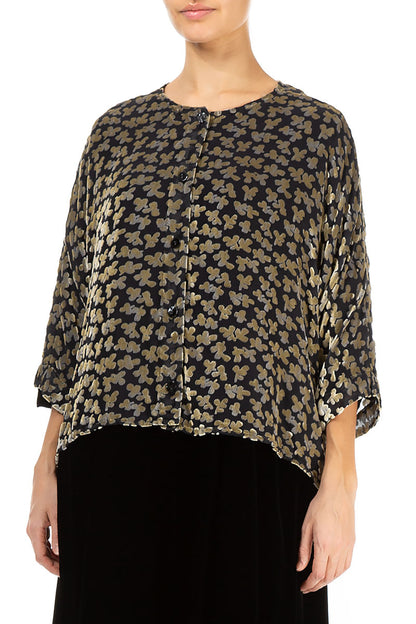 Boxy Devoré Petals Jacke aus goldenem Seidensamt