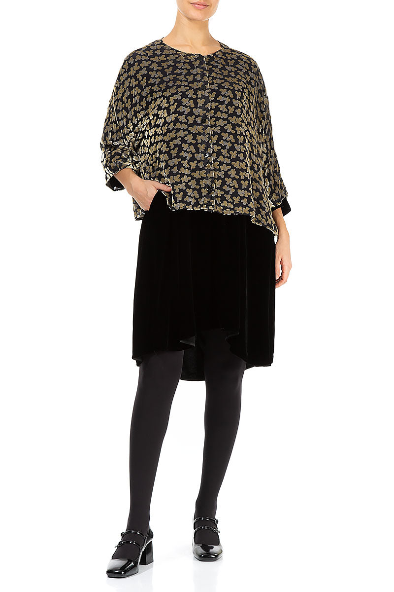 Boxy Devoré Petals Jacke aus goldenem Seidensamt