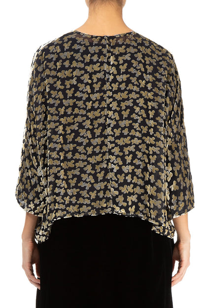 Boxy Devoré Petals Jacke aus goldenem Seidensamt