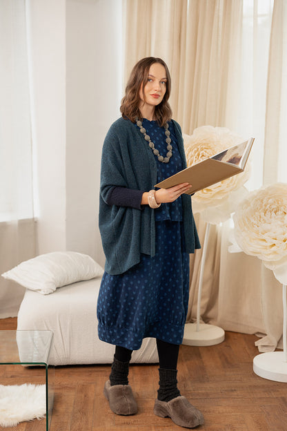 Boxy Dotty Royal Blue Silk Blouse 6