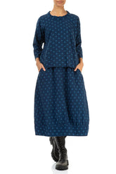 Boxy Dotty Royal Blue Silk Blouse 4