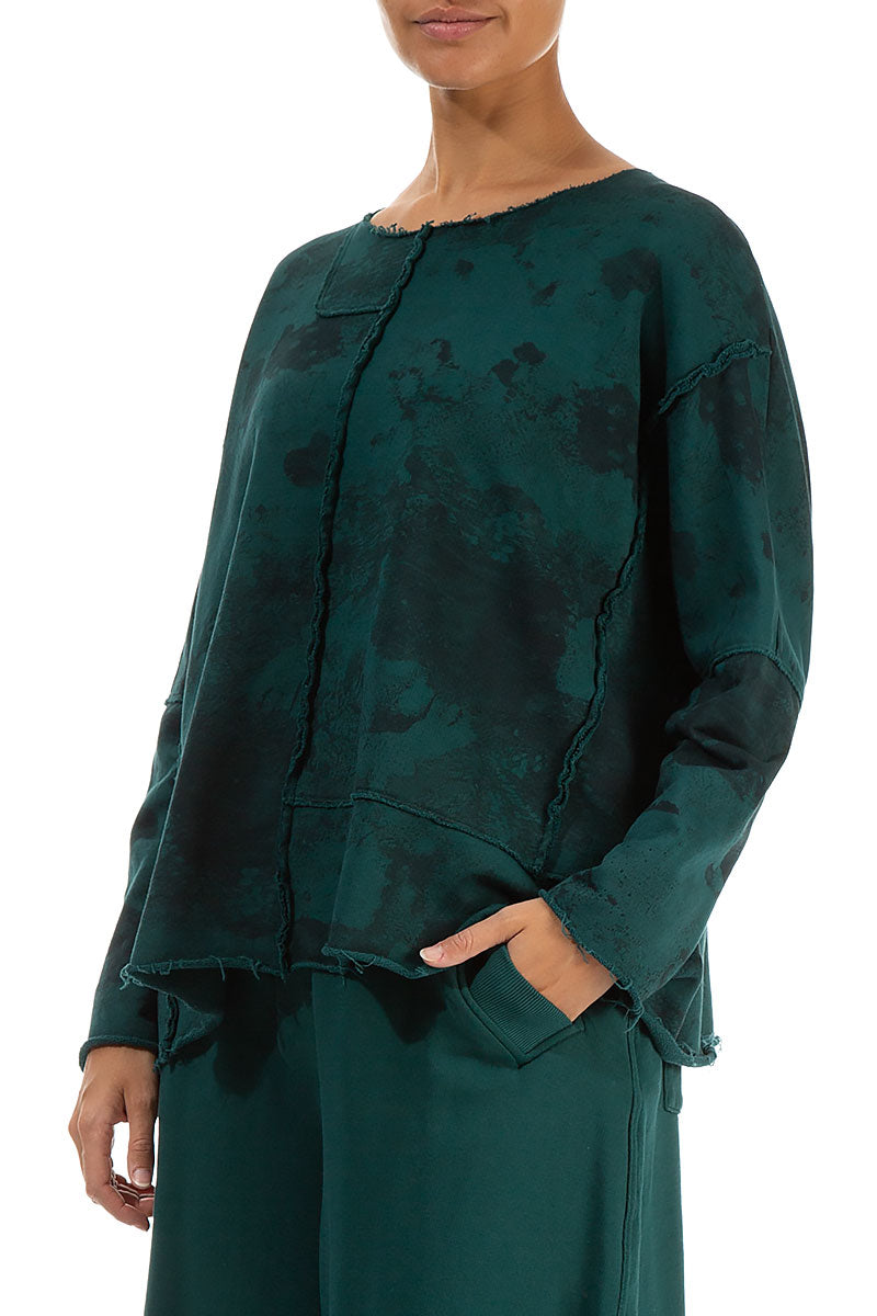 Boxy Emerald Marble Cotton Jumper