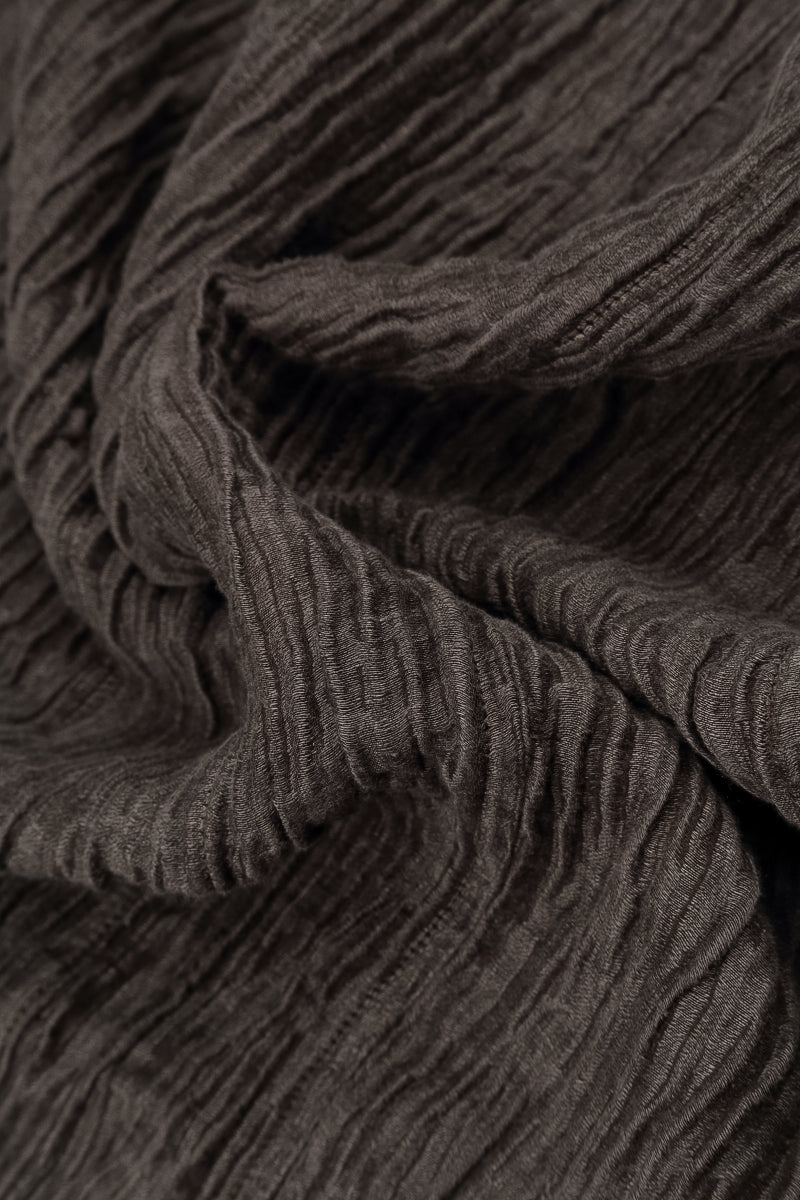 Boxy Forest Brown Crinkled Silk Blouse 5