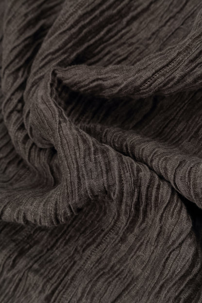 Boxy Forest Brown Crinkled Silk Blouse 5