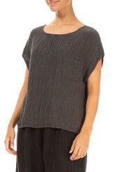 Boxy Forest Brown Crinkled Silk Blouse 3