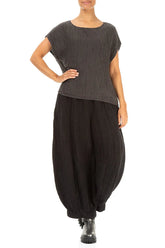 Boxy Forest Brown Crinkled Silk Blouse 4