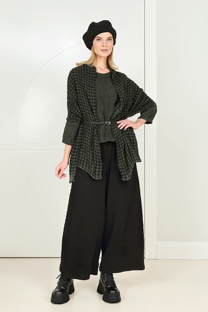 Boxy Forest Mist Mélange Linen Blouse 6