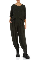 Boxy Forest Mist Mélange Linen Jacket 4