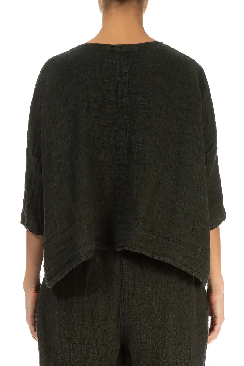 Boxy Forest Mist Mélange Linen Jacket 2