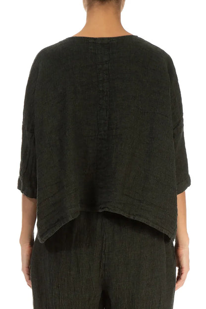 Boxy Forest Mist Mélange Linen Jacket 2