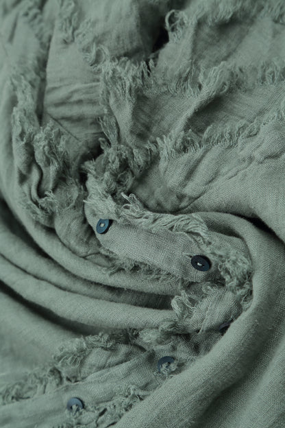 Boxy Frayed Edge Sage Gauze Linen Blouse 5