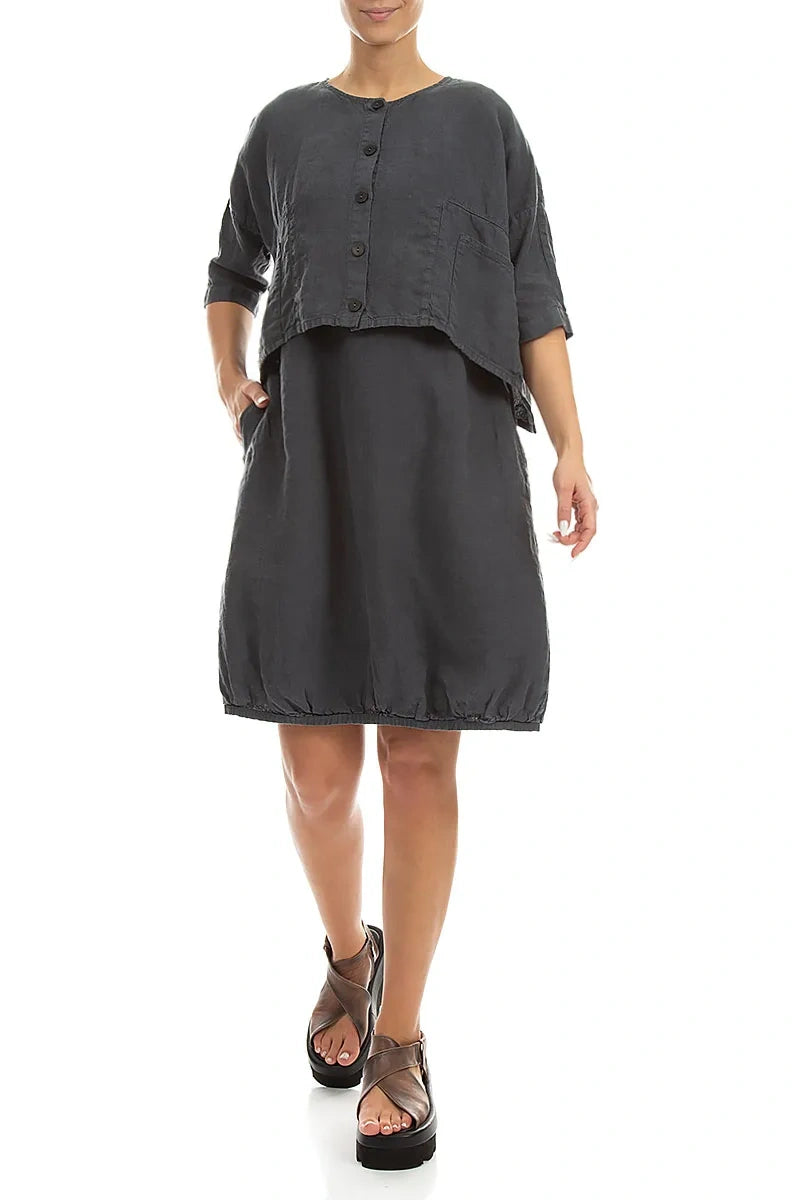 Boxy Graphite Linen Jacket 4