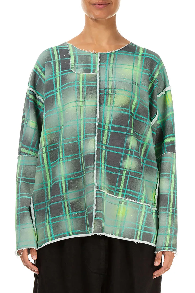 Boxy Green Check Cotton Jumper 1