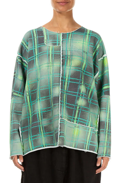 Boxy Green Check Cotton Jumper 1