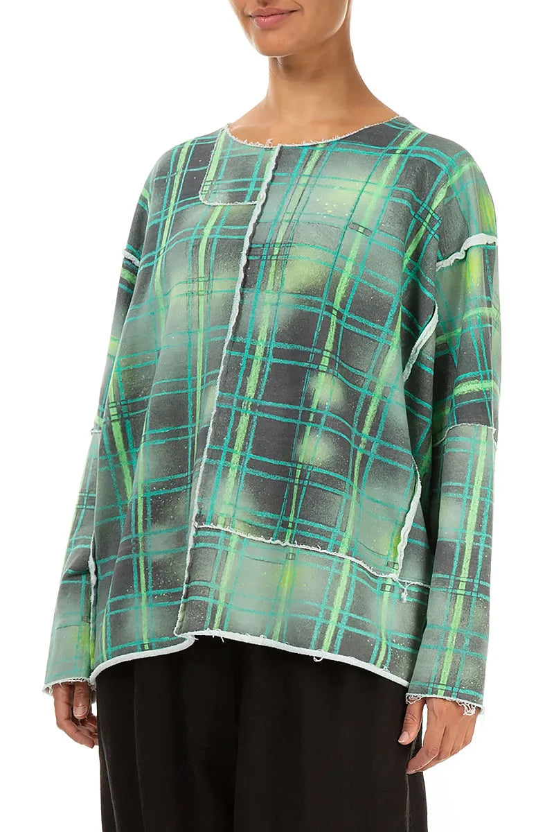 Boxy Green Check Cotton Jumper 3