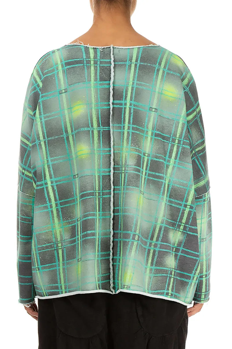 Boxy Green Check Cotton Jumper 2