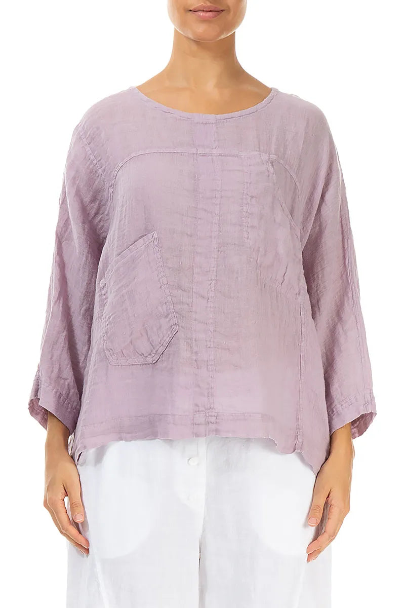 Boxy Lilac Gauze Linen Blouse 1