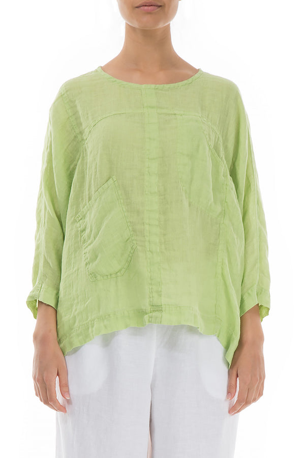 Boxy Lime Gauze Linen Blouse 1