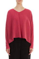 Boxy Longer Back Pink Punch Wool Sweater 1