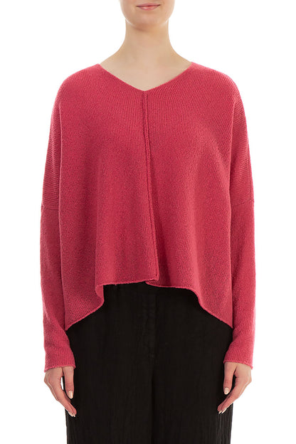 Boxy Longer Back Pink Punch Wool Sweater 1