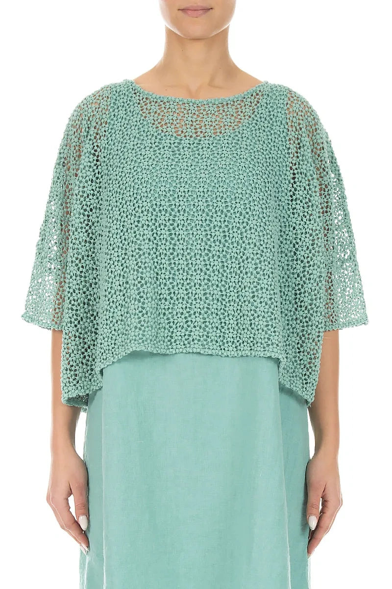 Boxy Mint Broderie Cotton Blouse 1
