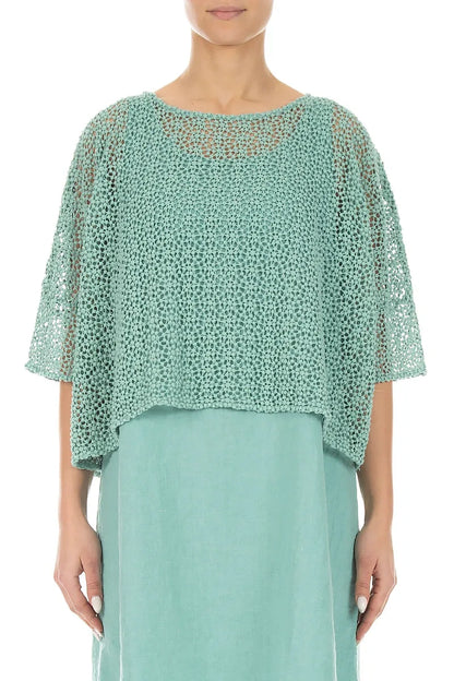 Boxy Mint Broderie Cotton Blouse 1