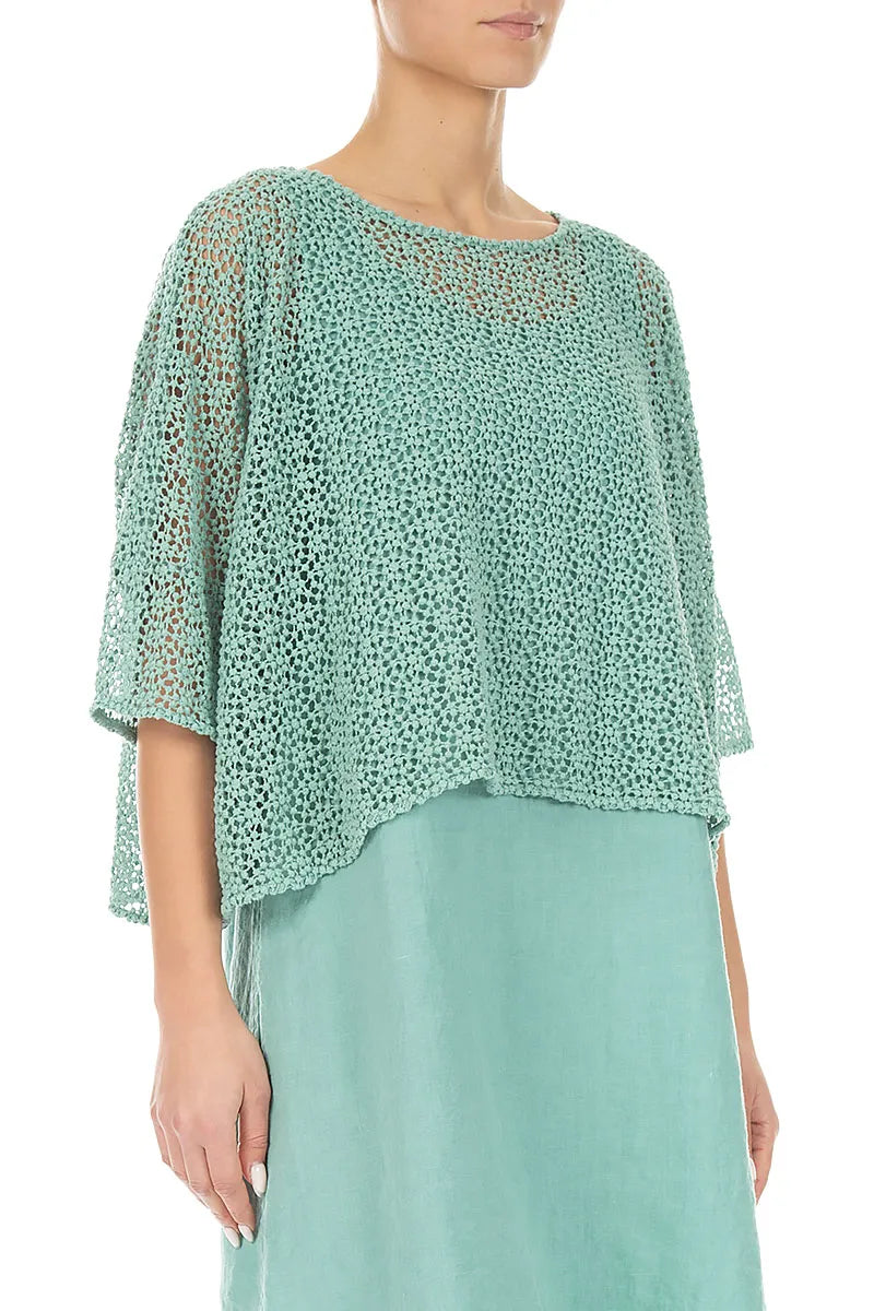 Boxy Mint Broderie Cotton Blouse 3