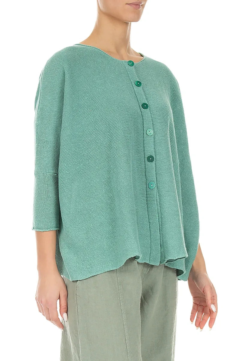 Boxy Mint Linen Cardigan 3