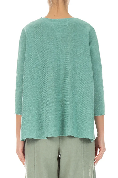 Boxy Mint Linen Cardigan 2