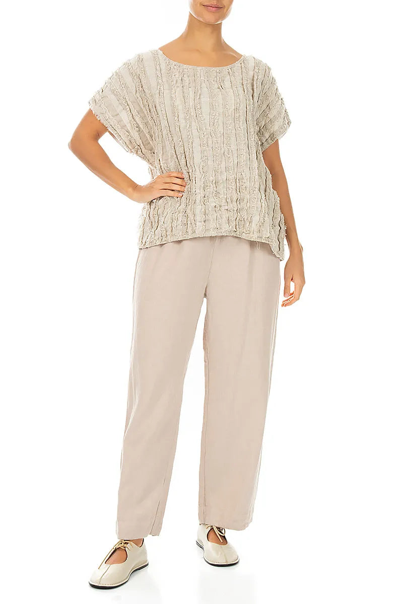 Boxy Natural Textured Linen Blouse 4
