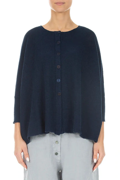 Boxy Navy Linen Cardigan 1