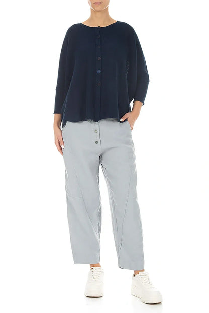 Boxy Navy Linen Cardigan 4