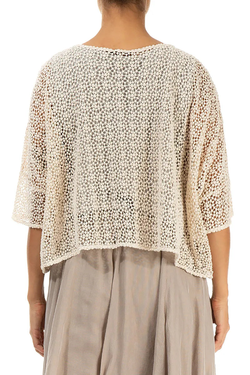 Boxy Off White Broderie Cotton Blouse 2
