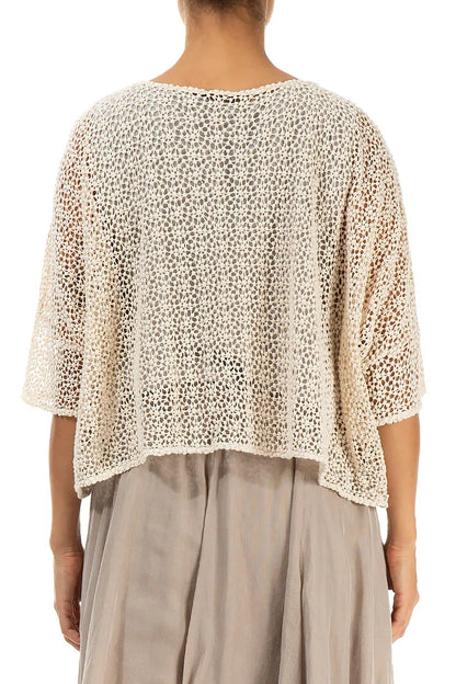 Boxy Off White Broderie Cotton Blouse 2