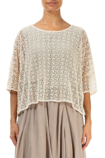 Boxy Off White Broderie Cotton Blouse 1