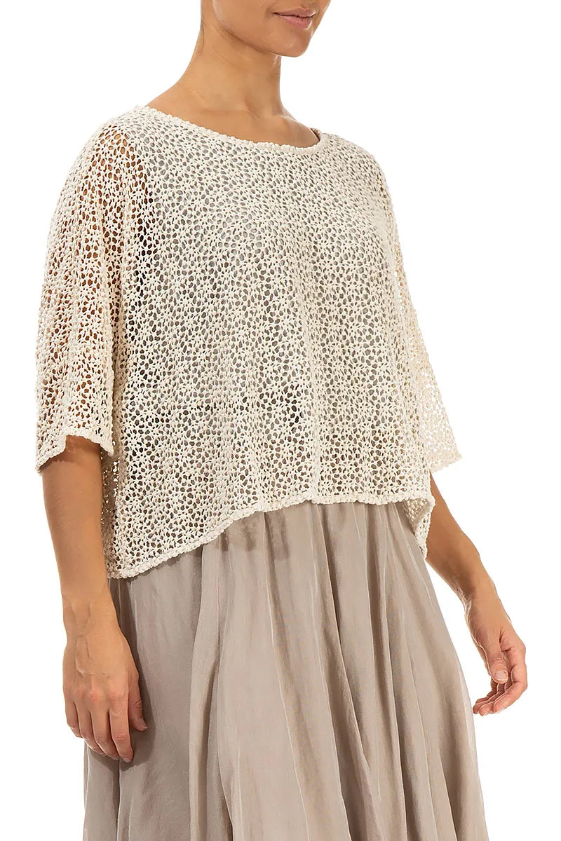 Boxy Off White Broderie Cotton Blouse 3