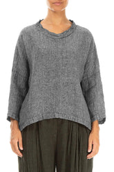 Boxy Grey Mélange Linen Blouse 1