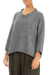 Boxy Grey Mélange Linen Blouse 3