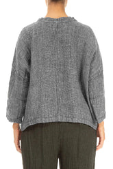Boxy Grey Mélange Linen Blouse 2