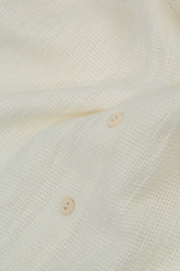 Boxy Off White Textured Linen Jacket Blouse 5