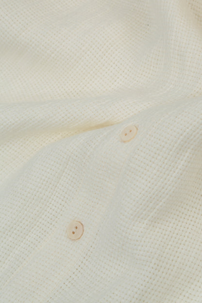 Boxy Off White Textured Linen Jacket Blouse 5