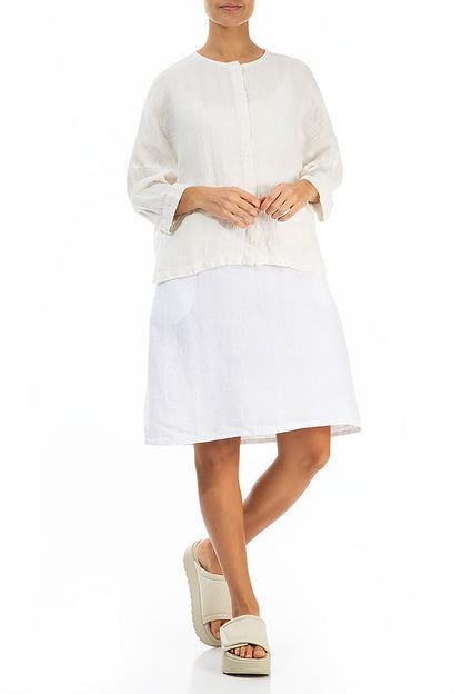 Boxy Off White Textured Linen Jacket Blouse 4
