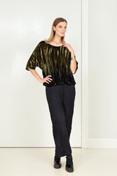 Boxy Olive Silk Velvet Ombré Blouse 6